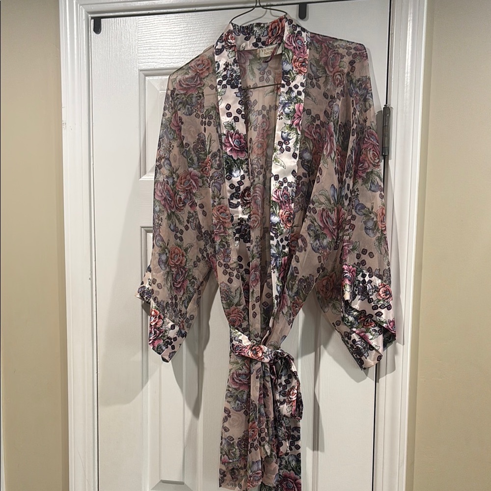 Victoria's Secret Pink and Purple Satin Robe